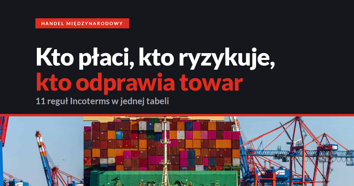 Incoterms 2020 - podział kosztów, ryzyka i odpraw celnych między sprzedającym a kupującym