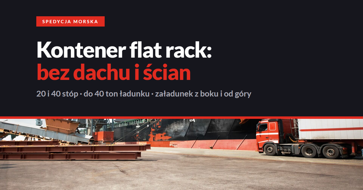 Stalowe belki i statek przy nabrzeżu portowym, ilustracja ładunku wożonego na kontenerach flat rack