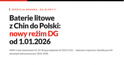 Transport baterii litowych z Chin do Polski 2026, kompletny przewodnik regulacyjny (IMDG 42-24, EUBR 2023/1542)